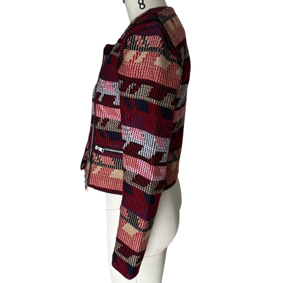Maje Paris Red Multi Woven Tapestry Jacket, size S - Picture 3 of 8